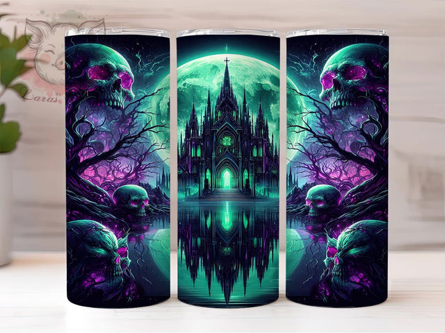 Haunted Gothic Graveyard Crypt Halloween Tumbler, Halloween Graveyard Wrap, Spooky Crypt Design, 20Oz Skinny Tumbler, Haunted Sublimation Wrap, Gothic Halloween Drinkware, Creepy Graveyard Tumbler Sublimation Lara' s Designs 