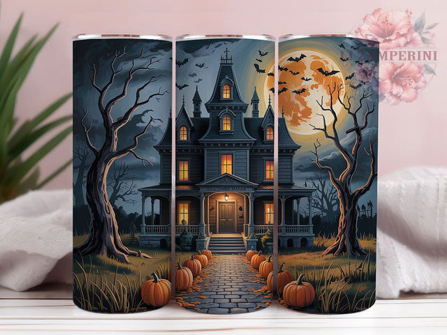 Haunted Gothic Halloween Tumbler Wrap, Halloween Tumbler Png, 20oz Skinny Tumbler, Sublimation Download, Spooky Season Tumbler, Spooky House Png, Gothic Tumbler Design Sublimation Li Zamperini 