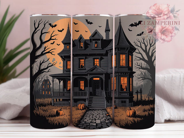 Haunted Gothic Halloween Tumbler Wrap, Halloween Tumbler Png, 20oz Skinny Tumbler, Sublimation Download, Spooky Season Tumbler, Spooky House Png, Gothic Tumbler Design Sublimation Li Zamperini 