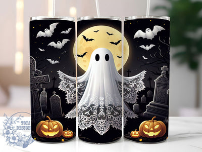 Haunted Graveyard Sheet Ghost Tumbler, Horror Halloween Tumbler Wrap, Graveyard Ghost Design, 20Oz Skinny Tumbler Wrap, Spooky Spirit Sublimation, Haunted Season Drinkware, Ghost Lover Tumbler Sublimation ToriDesigns 