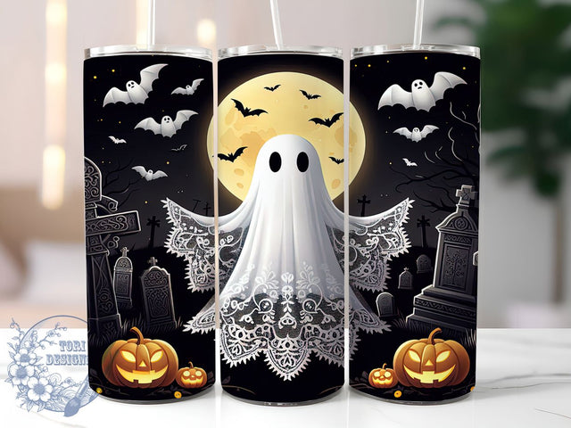 Haunted Graveyard Sheet Ghost Tumbler, Horror Halloween Tumbler Wrap, Graveyard Ghost Design, 20Oz Skinny Tumbler Wrap, Spooky Spirit Sublimation, Haunted Season Drinkware, Ghost Lover Tumbler Sublimation ToriDesigns 
