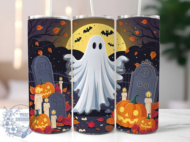 Haunted Graveyard Sheet Ghost Tumbler, Horror Halloween Tumbler Wrap, Graveyard Ghost Design, 20Oz Skinny Tumbler Wrap, Spooky Spirit Sublimation, Haunted Season Drinkware, Ghost Lover Tumbler Sublimation ToriDesigns 