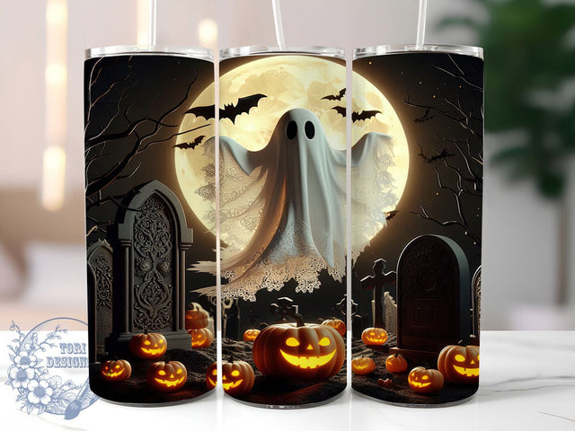 Haunted Graveyard Sheet Ghost Tumbler, Horror Halloween Tumbler Wrap, Graveyard Ghost Design, 20Oz Skinny Tumbler Wrap, Spooky Spirit Sublimation, Haunted Season Drinkware, Ghost Lover Tumbler Sublimation ToriDesigns 