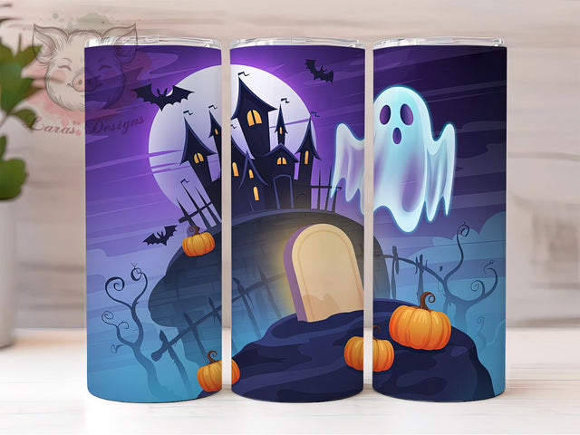 Haunted Halloween Ghost Tumbler, Halloween Ghosts Wrap, Pumpkins Tumbler Design, Spooky Tumbler Sublimation, Haunted Halloween Drinkware, Ghost And Pumpkin Wrap, Creepy Fall Tumbler Sublimation Lara' s Designs 
