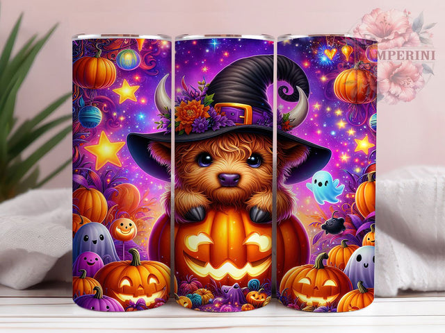 Haunted Highland Cow Tumbler, Cute Spooky Cow Wrap, 20oz Tumbler Sublimation, Creepy Cute Farm Animal Design, Haunted Cow Sublimation, Fall Highland Cow Tumbler, Witchy Cow Wrap Sublimation Li Zamperini 