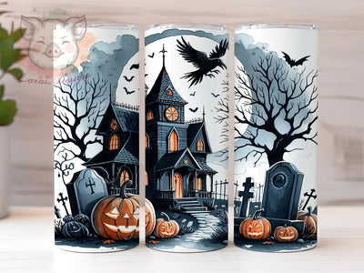 Haunted House 20oz Tumbler Png, Straight & Tapered Tumbler Png, Spooky Halloween Tumbler Png, Digital Download PNG Sublimation Lara' s Designs 
