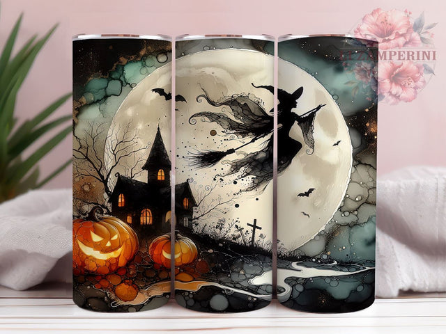 Haunted House 20oz Tumbler Wrap PNG, Spooky Pumpkins Tumbler Png, Straight & Tapered Tumbler Wrap, Instant Digital Download Sublimation Li Zamperini 