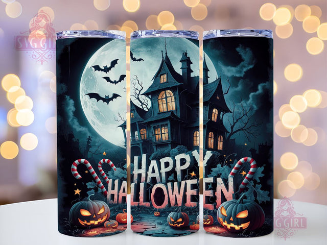 Haunted House 20oz Tumbler Wrap Sublimation Design, Straight Tapered Tumbler Wrap, Happy Halloween Tumbler Png, Instant Digital Download Sublimation SvggirlplusArt 