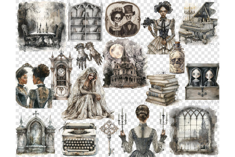Haunted House Clipart Bundle | Gothic PNG Set SVG GlamArtZhanna 