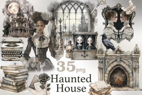 Haunted House Clipart Bundle | Gothic PNG Set SVG GlamArtZhanna 