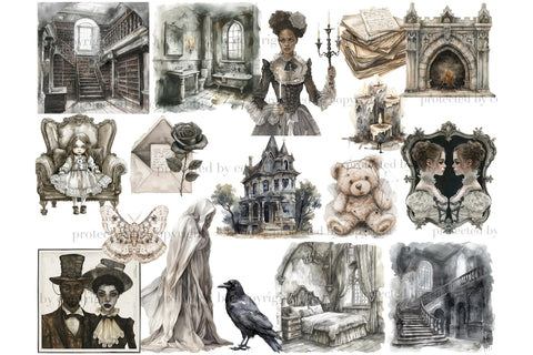 Haunted House Clipart Bundle | Gothic PNG Set SVG GlamArtZhanna 