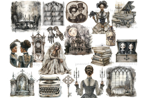 Haunted House Clipart Bundle | Gothic PNG Set SVG GlamArtZhanna 