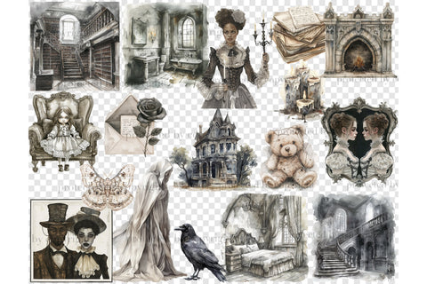 Haunted House Clipart Bundle | Gothic PNG Set SVG GlamArtZhanna 