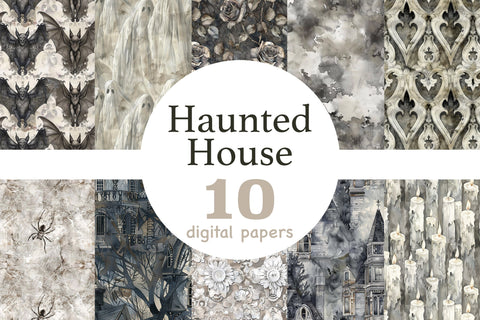 Haunted House Digital Paper | Halloween Pattern Bundle Digital Pattern GlamArtZhanna 