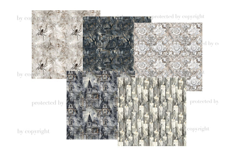 Haunted House Digital Paper | Halloween Pattern Bundle Digital Pattern GlamArtZhanna 