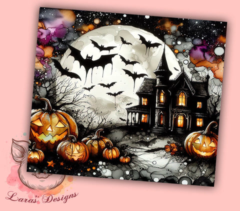 Haunted House Halloween 20oz Tumbler Png, Straight & Tapered Tumbler Png, Spooky Season Tumbler Png, Digital Download PNG Sublimation Lara' s Designs 