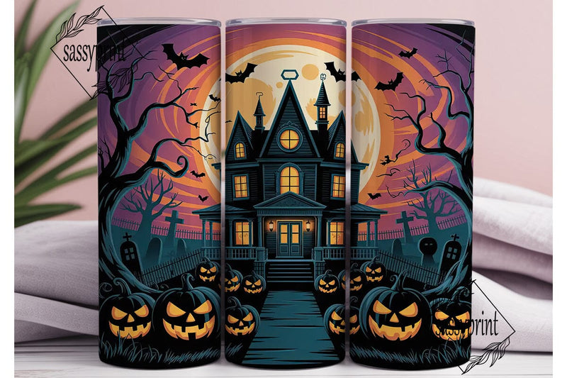 Haunted House Halloween 20oz Tumbler Sublimation sassyprint 