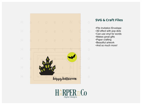 Haunted House Halloween Card SVG, PNG, EPS, DXF, Greeting Card SVG HarperNCo 