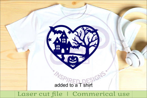 Haunted house Halloween heart laser cut wall sign SVG APInspireddesigns 