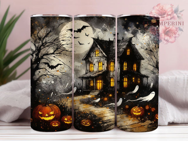Haunted House Halloween Tumbler, Halloween Night Wrap, Spooky Mansion Cup, Haunted Halloween Design, 20oz Tumbler Wrap, Gothic Halloween Sublimation, Scary House Drinkware Sublimation Li Zamperini 