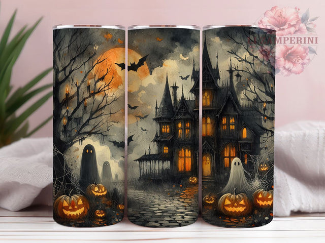 Haunted House Halloween Tumbler, Halloween Night Wrap, Spooky Mansion Cup, Haunted Halloween Design, 20oz Tumbler Wrap, Gothic Halloween Sublimation, Scary House Drinkware Sublimation Li Zamperini 