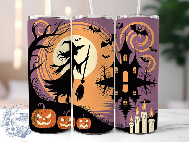 Haunted House Halloween Witch Tumbler, Haunted House Tumbler Wrap, 20Oz Skinny Tumbler Wrap, Spooky Witch Sublimation, Gothic Haunted House Design, Witchcraft Halloween Drinkware, Haunted Season Tumbler Sublimation ToriDesigns 