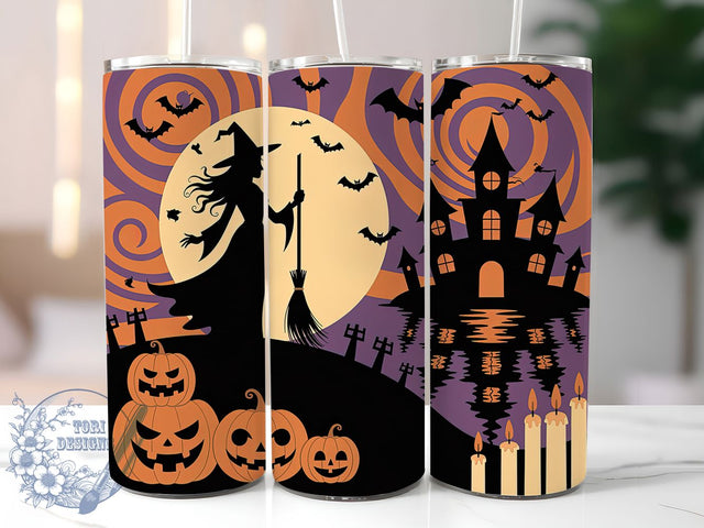 Haunted House Halloween Witch Tumbler, Haunted House Tumbler Wrap, 20Oz Skinny Tumbler Wrap, Spooky Witch Sublimation, Gothic Haunted House Design, Witchcraft Halloween Drinkware, Haunted Season Tumbler Sublimation ToriDesigns 
