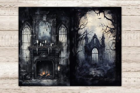 Haunted House Junk Journal Pages | Creepy Journal Printable SVG GlamArtZhanna 