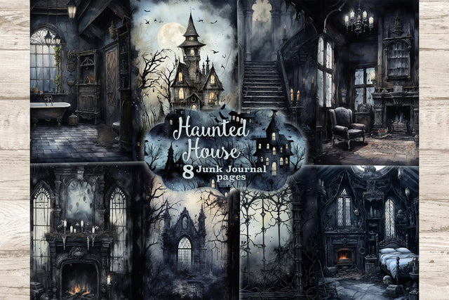 Haunted House Junk Journal Pages | Creepy Journal Printable SVG GlamArtZhanna 
