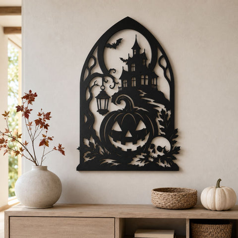 Haunted House Laser SVG | Jack O Lantern SVG | Spooky Castle Dxf | Halloween Metal Art | Plasma Cut File | CNC Decor SVG HappyDesignStudio 