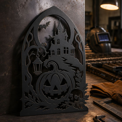 Haunted House Laser SVG | Jack O Lantern SVG | Spooky Castle Dxf | Halloween Metal Art | Plasma Cut File | CNC Decor SVG HappyDesignStudio 