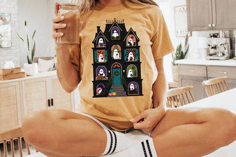 Haunted House PNG with Ghosts, Cute Halloween PNG SVG Pickled Thistle Creative 