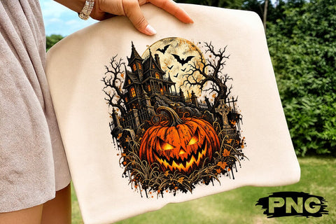 Haunted House Pumpkin Halloween PNG SVG DesignDestine 
