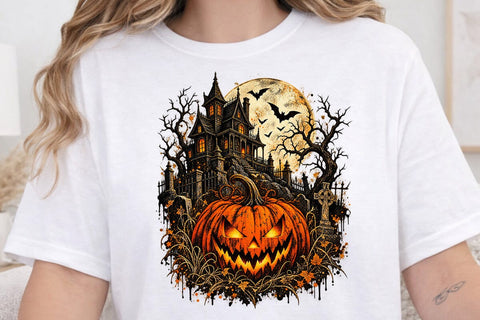Haunted House Pumpkin Halloween PNG SVG DesignDestine 