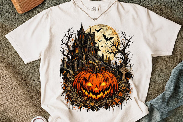 Haunted House Pumpkin Halloween PNG SVG DesignDestine 