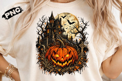 Haunted House Pumpkin Halloween PNG SVG DesignDestine 