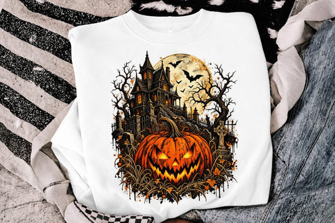 Haunted House Pumpkin Halloween PNG SVG DesignDestine 