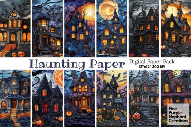 Haunted House Quilling Pattern Digital Paper Digital Pattern Fine Purple Elephant Creations 