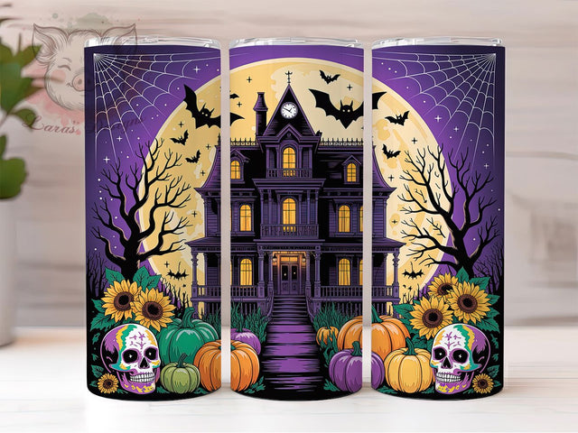 Haunted House Spooky Halloween Tumbler, Haunted House Wrap, 20Oz Sublimation, Spooky Drinkware, Gothic Tumbler Design, Witchy Cup Wrap, Horror Tumbler Print Sublimation Lara' s Designs 