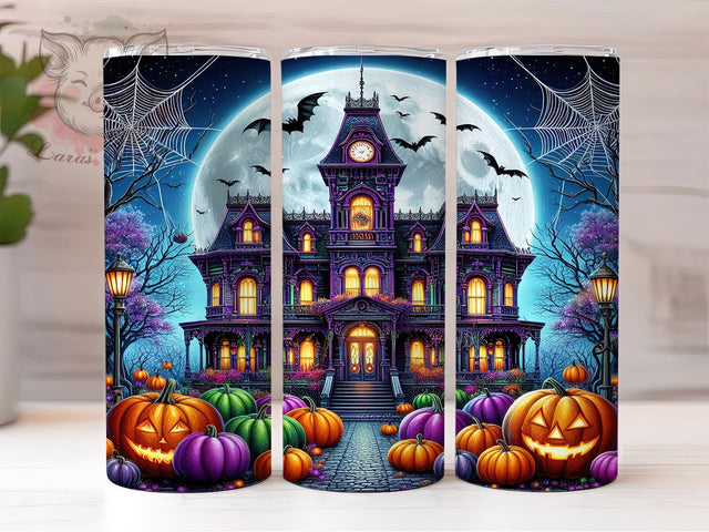 Haunted House Spooky Halloween Tumbler, Haunted House Wrap, 20Oz Sublimation, Spooky Drinkware, Gothic Tumbler Design, Witchy Cup Wrap, Horror Tumbler Print Sublimation Lara' s Designs 
