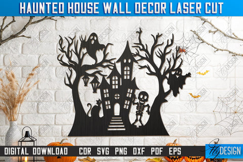 Haunted House Wall Décor Laser Cut Bundle | Seasonal Home Décor Idea | Halloween Wall Sign | Halloween Decoration | CNC Files SVG Fly Design 