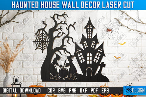 Haunted House Wall Décor Laser Cut Bundle | Seasonal Home Décor Idea | Halloween Wall Sign | Halloween Decoration | CNC Files SVG Fly Design 