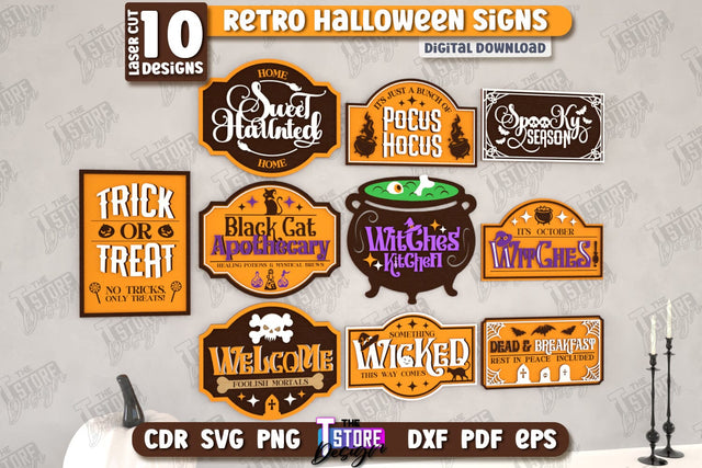 Haunted House Wall Décor Laser Cut Bundle | Seasonal Home Décor Idea | Halloween Wall Sign | Halloween Decoration | CNC Files SVG The T Store Design 