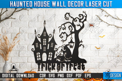 Haunted House Wall Décor Laser Cut | Seasonal Home Décor Idea | Halloween Wall Sign | Halloween Decoration | CNC File SVG Fly Design 