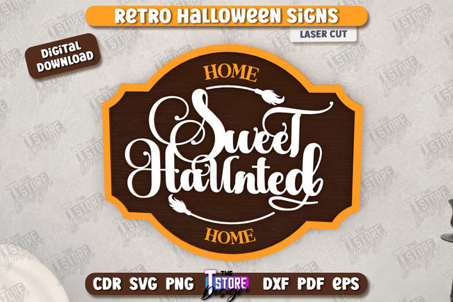 Haunted House Wall Décor Laser Cut | Seasonal Home Décor Idea | Halloween Wall Sign | Halloween Decoration | CNC File SVG The T Store Design 