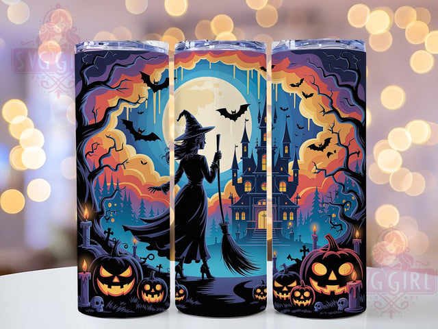 Haunted House Witch Halloween Tumbler, Halloween Witch, Spooky Scene, 20Oz Tumbler Wrap, Sublimation Drinkware, Gothic Aesthetic, Trick Or Treat Sublimation SvggirlplusArt 