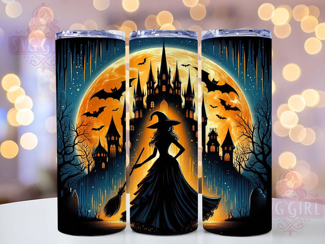 Haunted House Witch Halloween Tumbler, Halloween Witch, Spooky Scene, 20Oz Tumbler Wrap, Sublimation Drinkware, Gothic Aesthetic, Trick Or Treat Sublimation SvggirlplusArt 