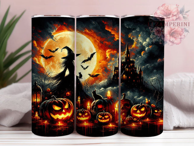 Haunted House Witch Halloween Tumbler, Halloween Witch Wrap, Spooky Mansion Cup, Witch And Haunted House Design, 20oz Tumbler Wrap, Gothic Halloween Sublimation, Haunted Night Drinkware Sublimation Li Zamperini 
