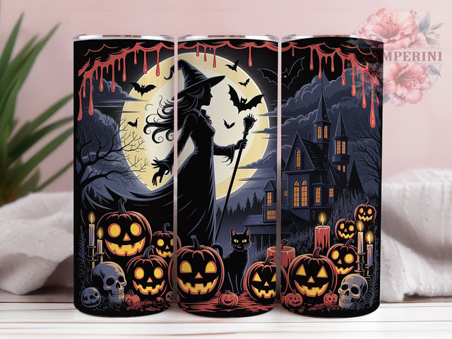 Haunted House Witch Halloween Tumbler, Halloween Witch Wrap, Spooky Mansion Cup, Witch And Haunted House Design, 20oz Tumbler Wrap, Gothic Halloween Sublimation, Haunted Night Drinkware Sublimation Li Zamperini 
