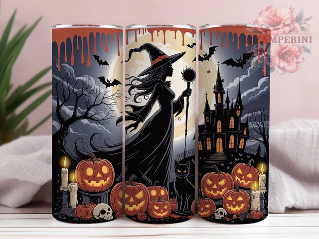 Haunted House Witch Halloween Tumbler, Halloween Witch Wrap, Spooky Mansion Cup, Witch And Haunted House Design, 20oz Tumbler Wrap, Gothic Halloween Sublimation, Haunted Night Drinkware Sublimation Li Zamperini 